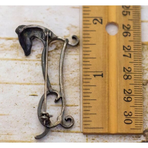 Vintage Silver Tone Abstract Dog Brooch - BX1 - Picture 2 of 2